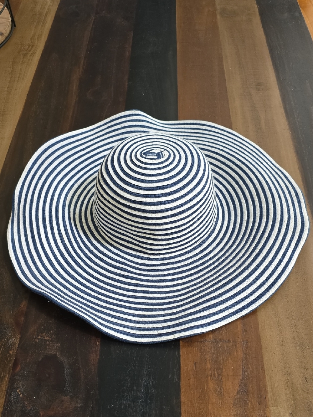 Magid Navy & White Striped Hat with Gold Logo
